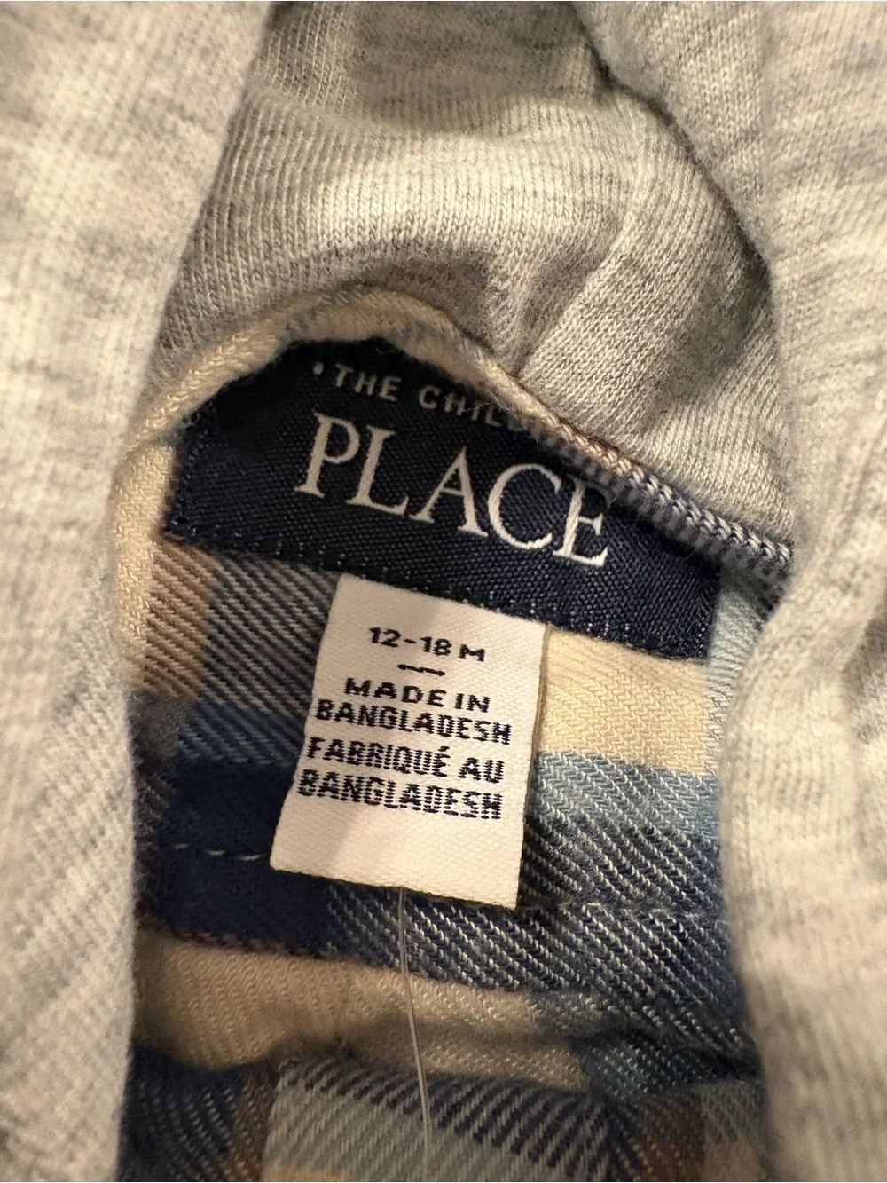Toddler Plaid Hooded Button-Up Shirt Jacket - Cream & Blue NWT